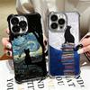Черный кот Эстетичный узор Покрытие Чехол для телефона Для iPhone 16 17 Pro Max Air 16E 14 15 Plus 12 13 Mini Противоударный Чехол с подушкой безопасности