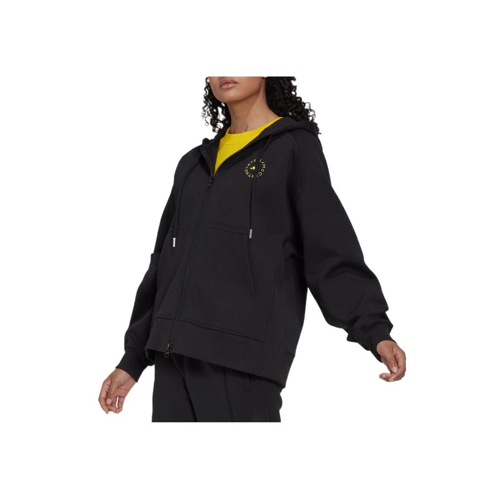 Adidas Совместная худи Fz X Stella Mccartney, однотонная куртка с капюшоном на молнии и принтом логотипа, женская куртка черного цвета HI6061