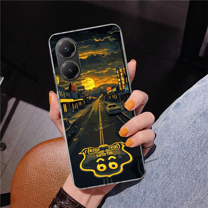 America Route 66 Phone Case For Xiaomi Poco X7 X6 X5 Pro F7 Ultra Redmi 15C 15 13C 13 12C 12 10 10A 10C 9 9A 9C 9T Cover Poco X7