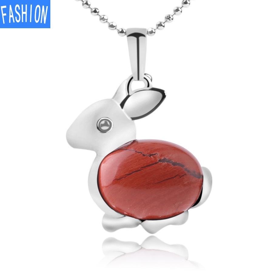 Ожерелье с подвеской из натурального камня серии Lovely Animal из натурального хрусталя и кролика