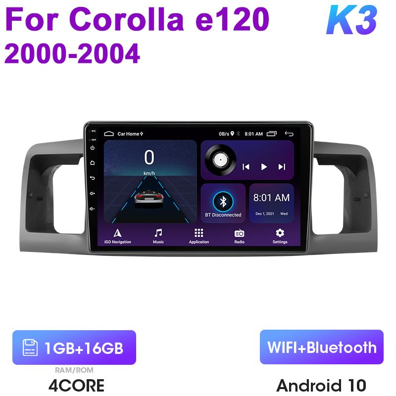 2 Din Android 12 автомобильный радиоприемник для Toyota Corolla E120 2000 - 2004 мультимедийный видеоплеер GPS 4G Carplay авто стерео DVD головное устройство