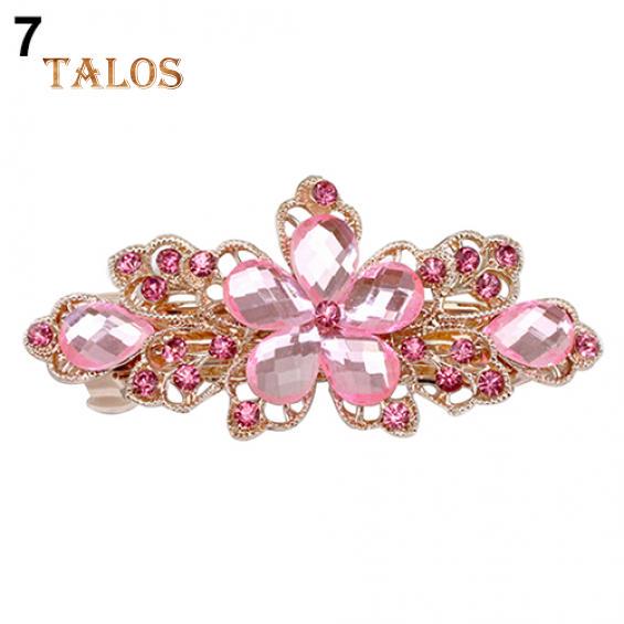 Women Fashion Flower Leaf Crystal Crystal Stone Hair Barrette Clip Hairpin Jewelry Hairs Trinket