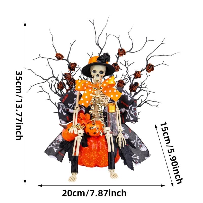 Halloween Pumpkin Skeleton Decorations Artificial Fake Flower with Deadwoods Table Centerpieces Home Decorations Gift