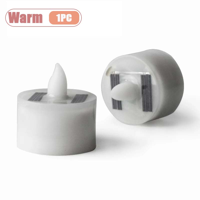 Solar Powered Candle Tea Lights Flameless Fake LED Electronic Candles Outdoor Christmas Small Tea Candles Home Decor