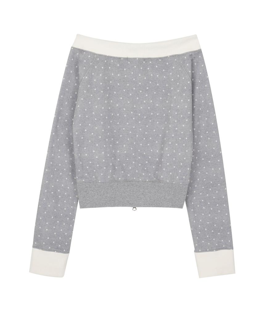 HIGH SCHOOL DISCO Star Graphic Off-Shoulder Zip-Up