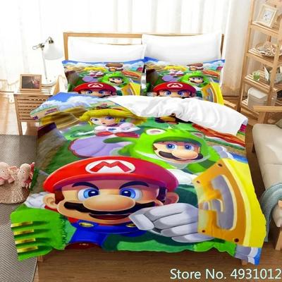 Комплект постельного белья с одеялом Super Mario Luigi Yoshi Toad Jumpman Аниме 3D Для ребенка Детей Подростков Взрослых Домашний текстиль