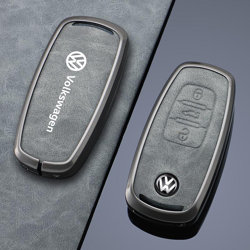 For VW High Quality Leather Car Key Case Cover Shell Fob Holder For Volkswagen VW Tiguan Touran Caddy Beetle Jetta Eos Golf Po
