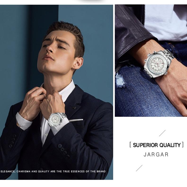 Forsining Men's Fashion Casual Hollow Moon Phase Automatic Mechanical Watch SLZe229-w