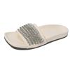 New summer rhinestone fashion outer wear casual open-toe one-word buckle sandals flat-soled cool slippers women