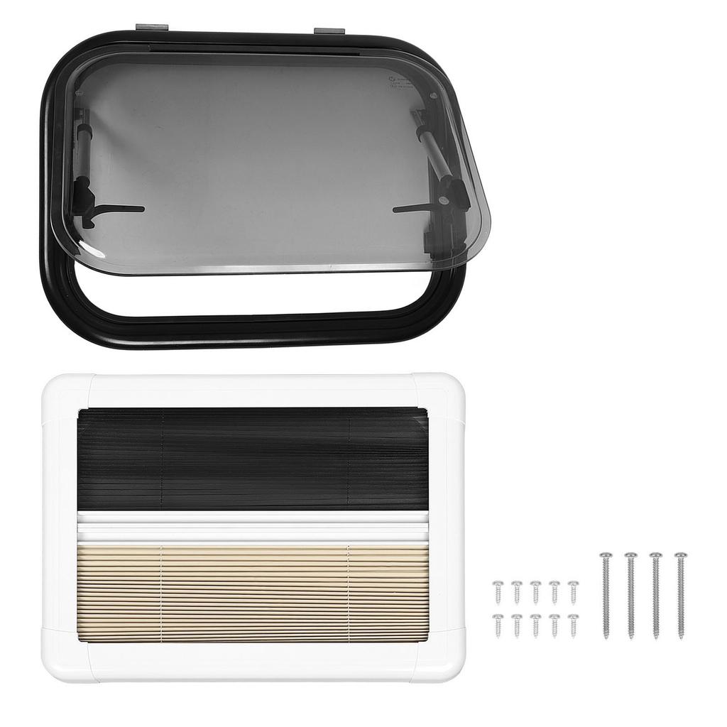 550x400mm RV Push Out Window Rounded Acrylic Insulating Glass Double Layer UV Proof with Insect Net 