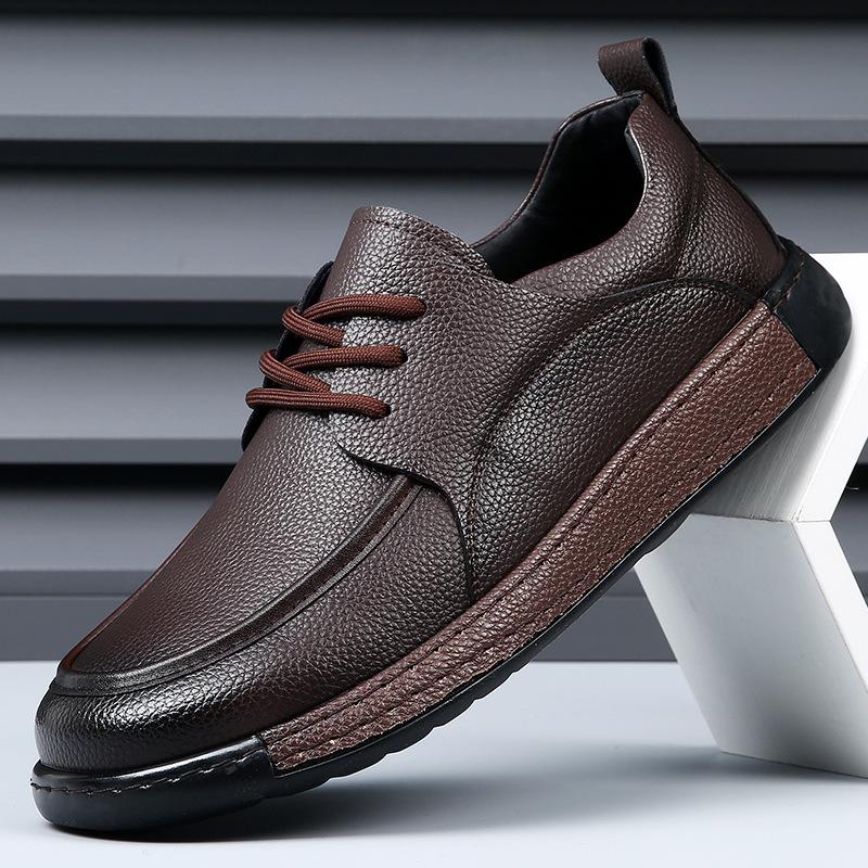 Мужская обувь 2025 весна новая кожа тренд универсальная мягкая поверхность дышащая деловая повседневная кожаная обувь мужские папины кроссовки
