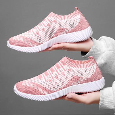 Летняя женская обувь из летучего трикотажа, повседневная модная легкая дышащая обувь на плоской подошве, одинарная обувь, обувь для ходьбы и спорта