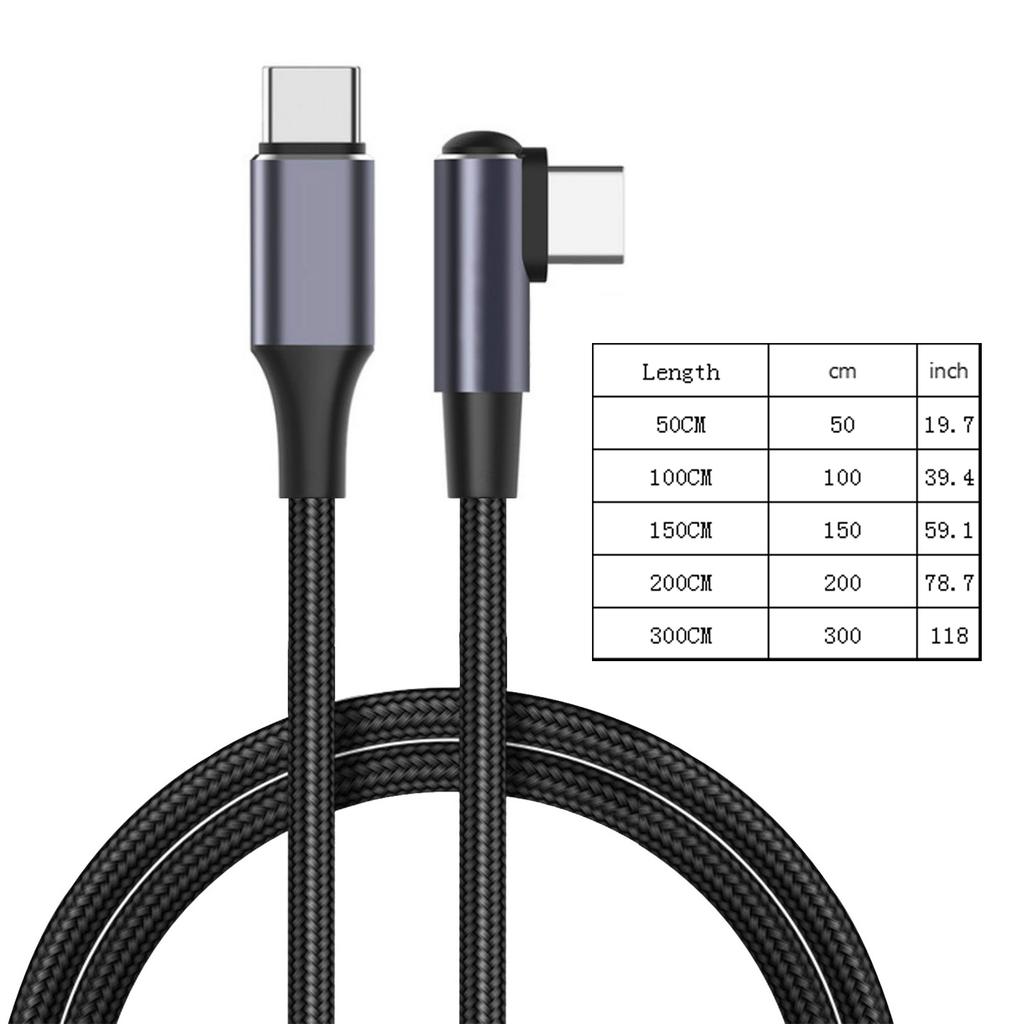 PD100W Type-C USB C 90-градусный кабель для передачи данных 100 Вт 480 Мбит/с быстрая зарядка нейлоновый шнур линия передачи данных