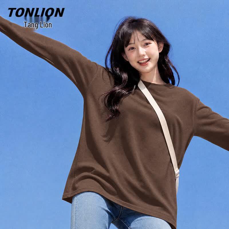 Женская хлопковая футболка с длинным рукавом TonLion