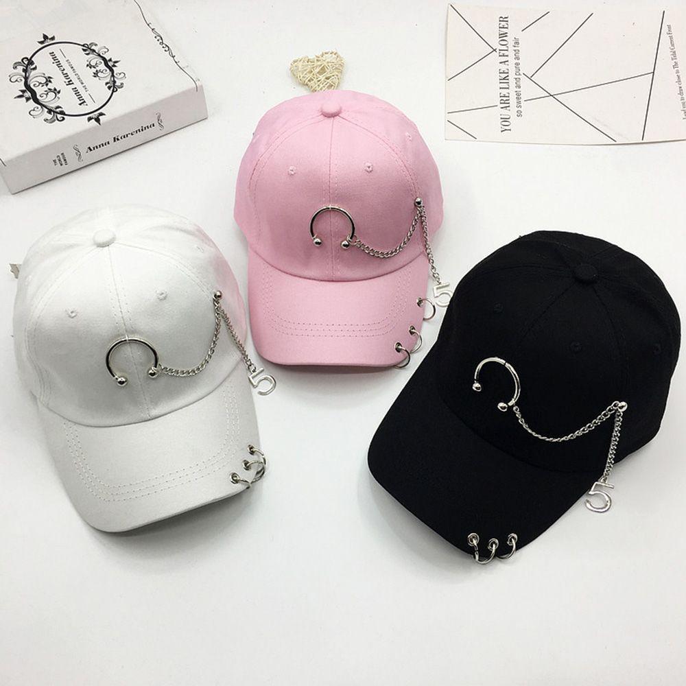 Hip Hop Trendy Girls Cotton Chain Female Outdoor Snapback Hats Baseball Cap Visors Cap With Ring