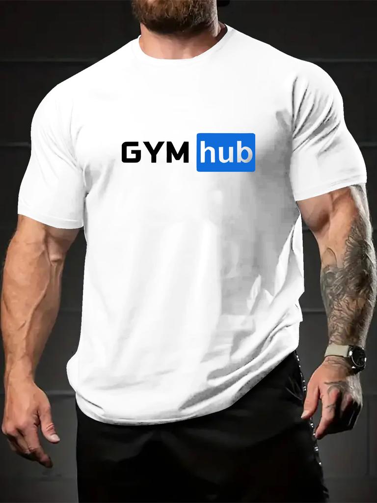 GYM Summer Trendy Casual Printed Shortsleeved Tshirt for Unisex Loose Roundneck Breathable Top