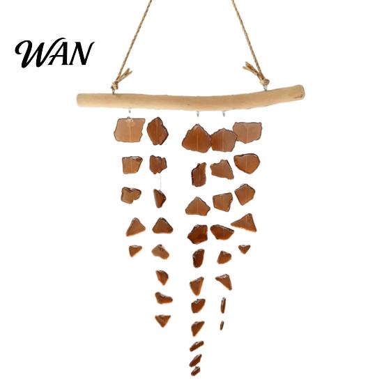 Nautical Wind Chime Sea Glass Chime, Handmade Driftwood Coastal Beach House Hanging for Home Window Decor Colorful