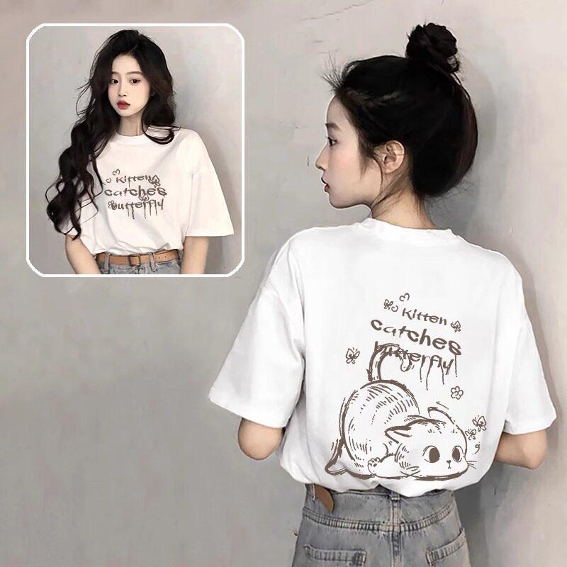 Simple and Funny Pure Cotton Printed Fashionable Unisexs and Womens Short Sleeved New Personalized Casual Round Neck Tshirt