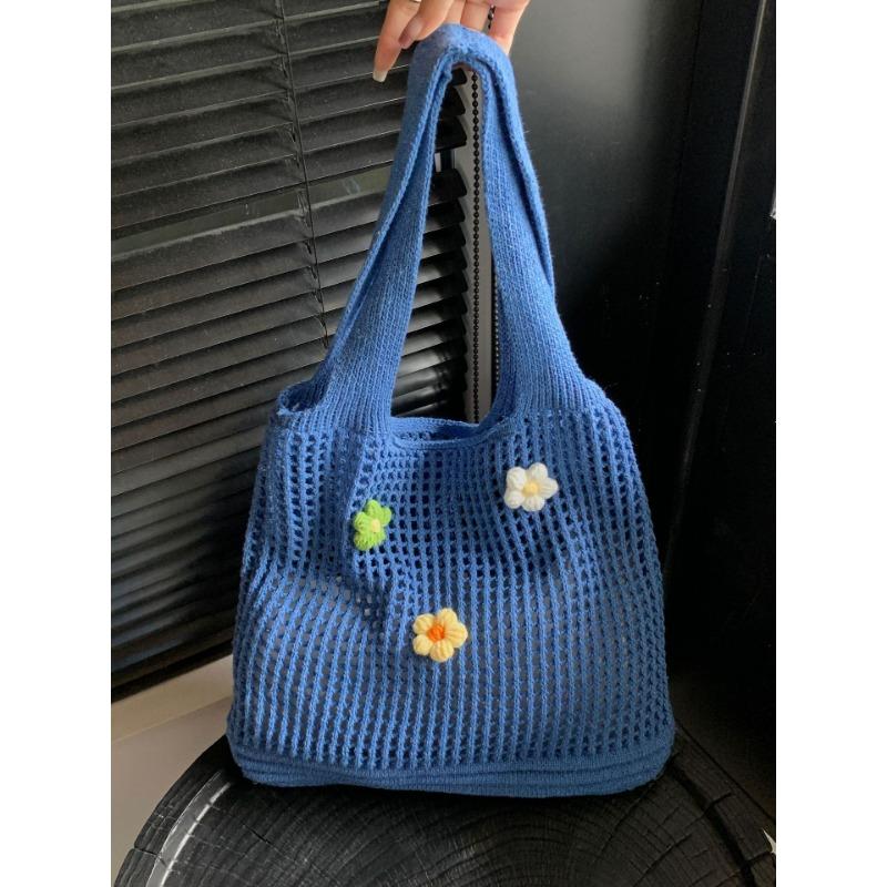 Женская сумка, плетеная вручную, вязаная сумка, простая, выдолбленная, сумка через плечо