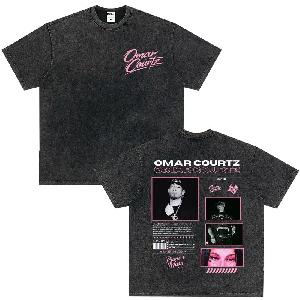 Vintage Washed Tees Omar Courtz Por Si Manana No Estoy Album Printed T Shirts Men Women Fashion Tshirt Harajuku Casual TShirts