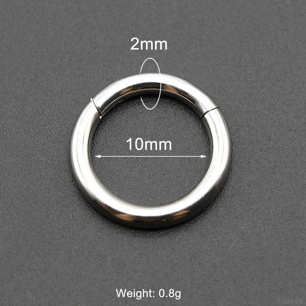 Smooth Hinged Stainless Steel Segment Hoop Ring 00G Large Size Septum Clicker BCR PA Piercing Nose Ring Ear Stretcher Weights