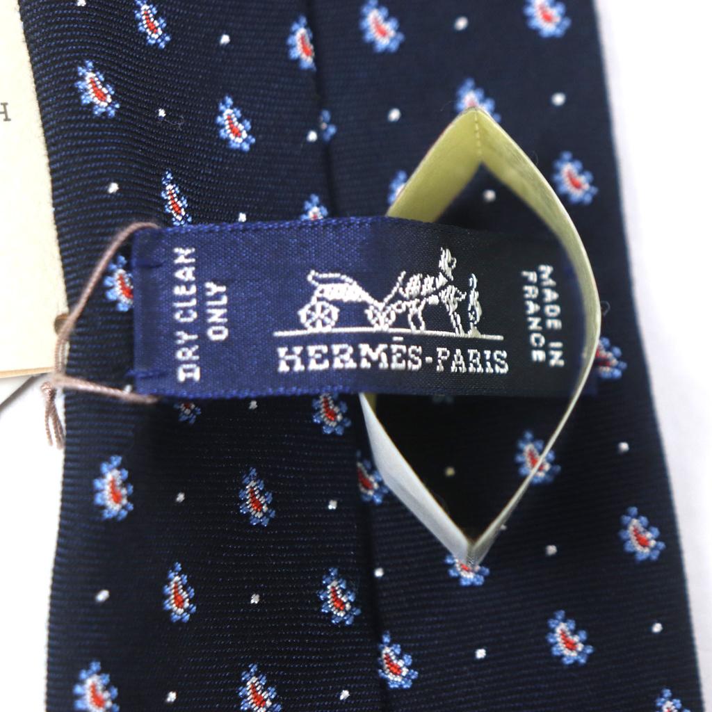 Безупречный ГАЛСТУК-БАБОЧКА HERMES Узор Пейсли Точки шелк мужской 349289T Б/у