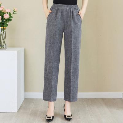 Летние хлопковые льняные брюки женские с эластичной резинкой на талии классические брюки больших размеров с высокой талией