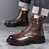 FashionMale Leather Motorcycle Boots 2024 New Warm Winter Footwear Mens All-match Casual Shoes High Top Versatile Classics Male Boots