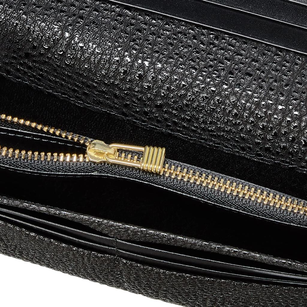 Long Wallet Black Leather Kiwami Green [Mikado]