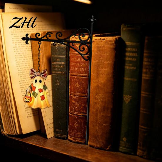 Cute Cartoon Ghost Decorations Halloween Library Lantern, Decorative Bookshelf Lamp, Patchwork Battery Operated Party Lights Light with Witch