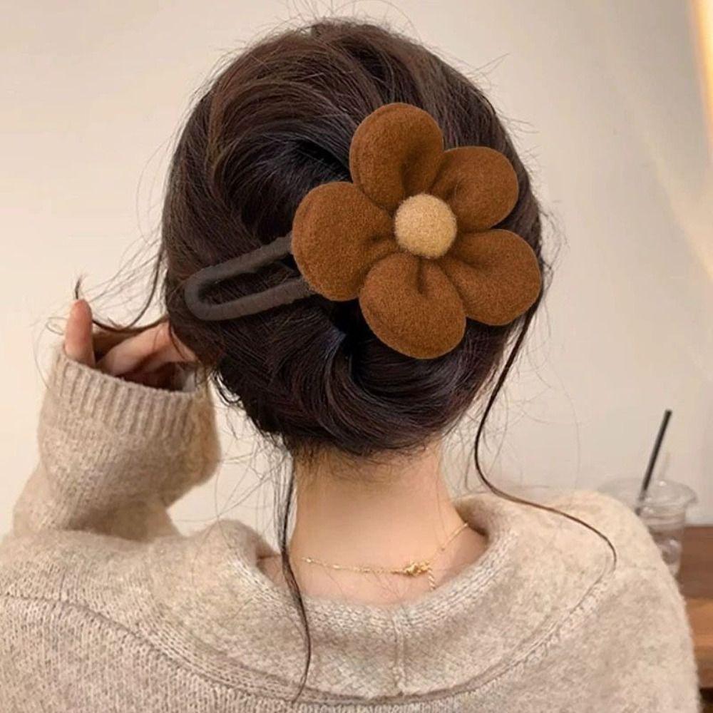 Large Flower Hair Claw Plush Flower Hairpin New Hair Clips Autumn Winter