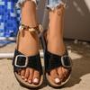 Fashion Women Summer Cork Slippers 2025 New Outdoor Comfortable Shoes Fashion Beach Leather Women Sandals Slide Women