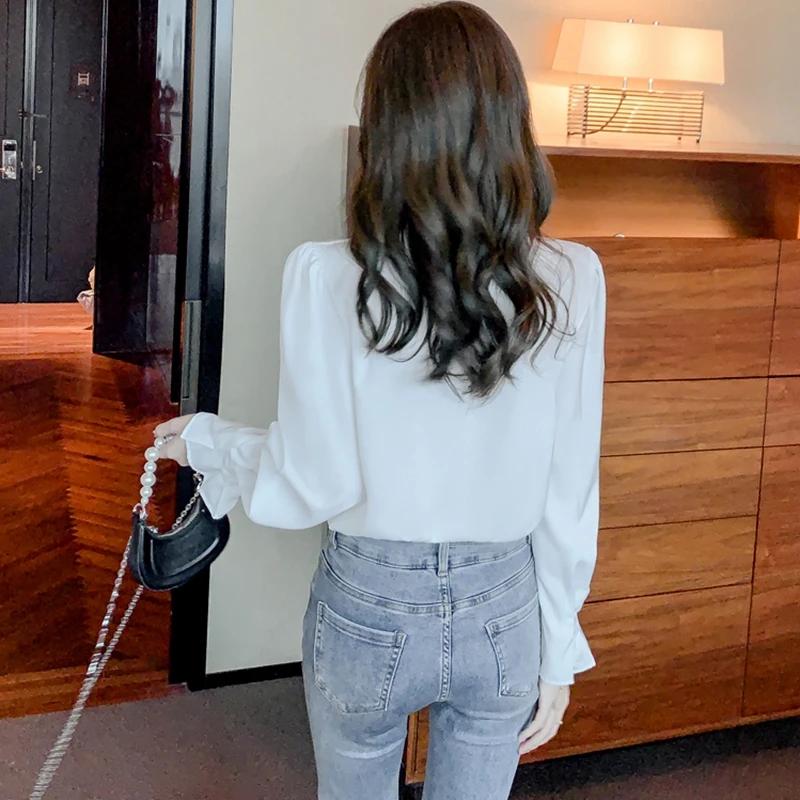 Весенние женские элегантные шифоновые рубашки с длинным рукавом женские офисные топы блузки