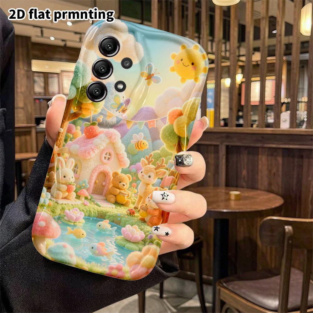 Phone Case: 2D flat, fits Samsung Galaxy A34 A35 M05 M06 S20 S22 S21 FE Plus 5G protective case, forest candy house, perfect Christmas and Halloween h