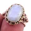 Natural Rainbow Moonstone Gemstone 925 Sterling Silver Two Tone Ring S.6.5 d8L61
