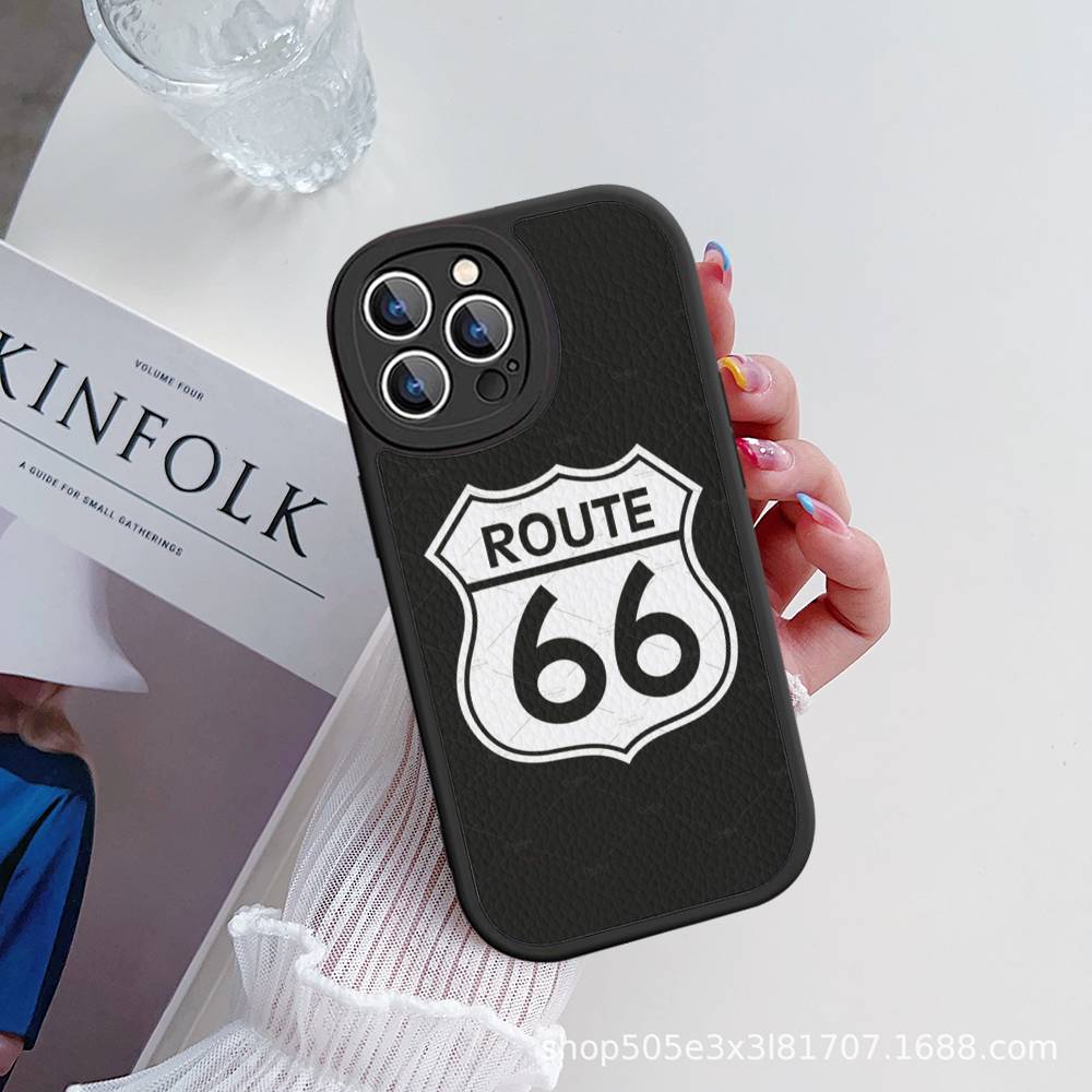 Чехол для телефона America Route 66 для iPhone 16 15 14 11 12 13 Pro Max Plus Задняя крышка из кожи