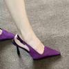 2025 Light Mouth Purple Bag Head Thin Heel High Heels Women's Sandals Niche Design Single Shoe Pointed