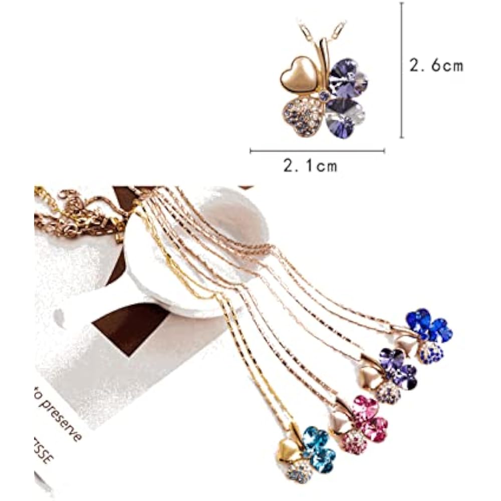 [Josepha Lorraine] Four Leaf Clover Necklace Women's Chain Present Pendant Popular Brand Silver K...
