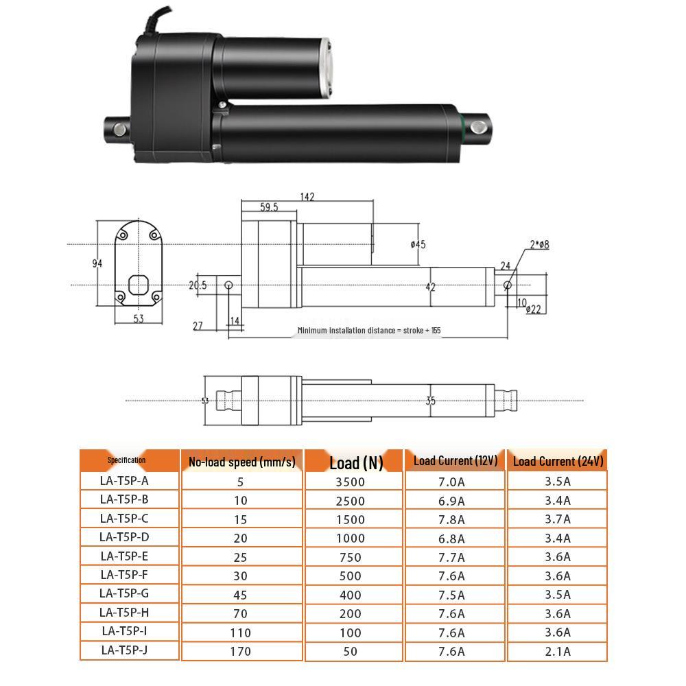 100mm Stroke Potentiometer Push Rod 3500N Thrust for Precise Industrial Positioning