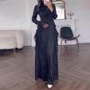 Women's Flare Sleeve Ruffle Dress Muslim Party Gowns Dubai Abaya Turkey Robe Elegant Female Robe Islamic Gown Autumn Fashion