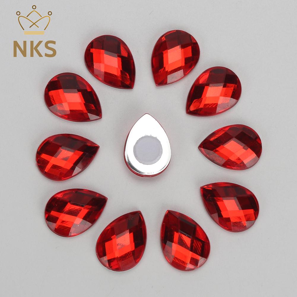 NKS High Quality 50 pcs Water Drop Shape Convenient Stick On Self-Adhesive Acrylic rhinestone For Furniture Home Decoration DIY