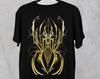 Gold Calligraphy Spider T-Shirt: Dark Metal Art Unisex Tee