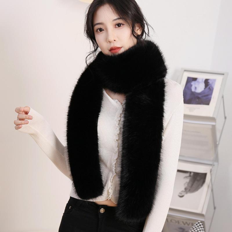 Winter Versatile Imitation Fox Hair Scarve Imitation Fur Long Scarve Fashion High-Class Sense Of Women's Scarve Padded Thickened Warm Scarve