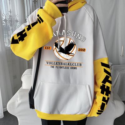 Футболка с логотипом аниме Haikyuu Karasuno Volleybalal Club Harajuku унисекс мода хип-хоп большие толстовки с длинным рукавом уличная одежда