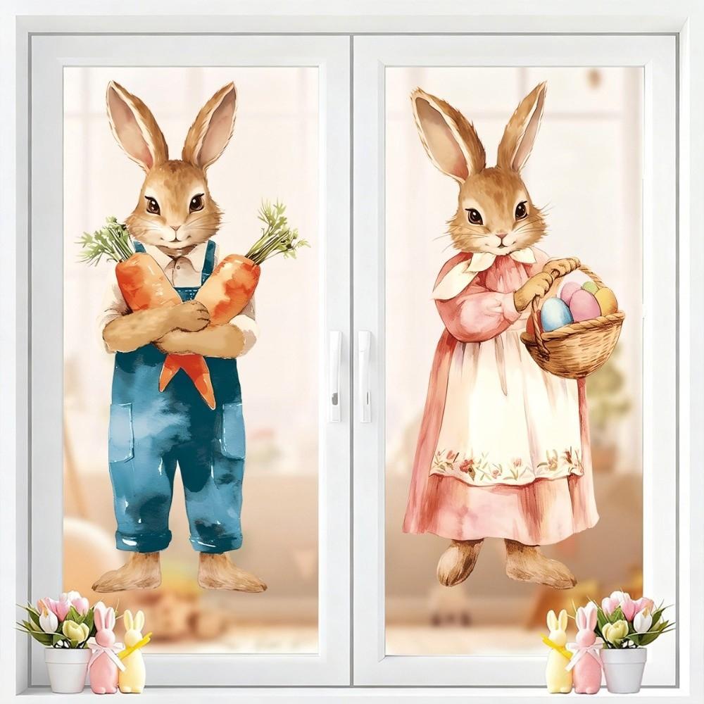 Cartoon Easter Egg Window Decals Waterproof Easter Bunny Static Cling Decal  Party Supplies
