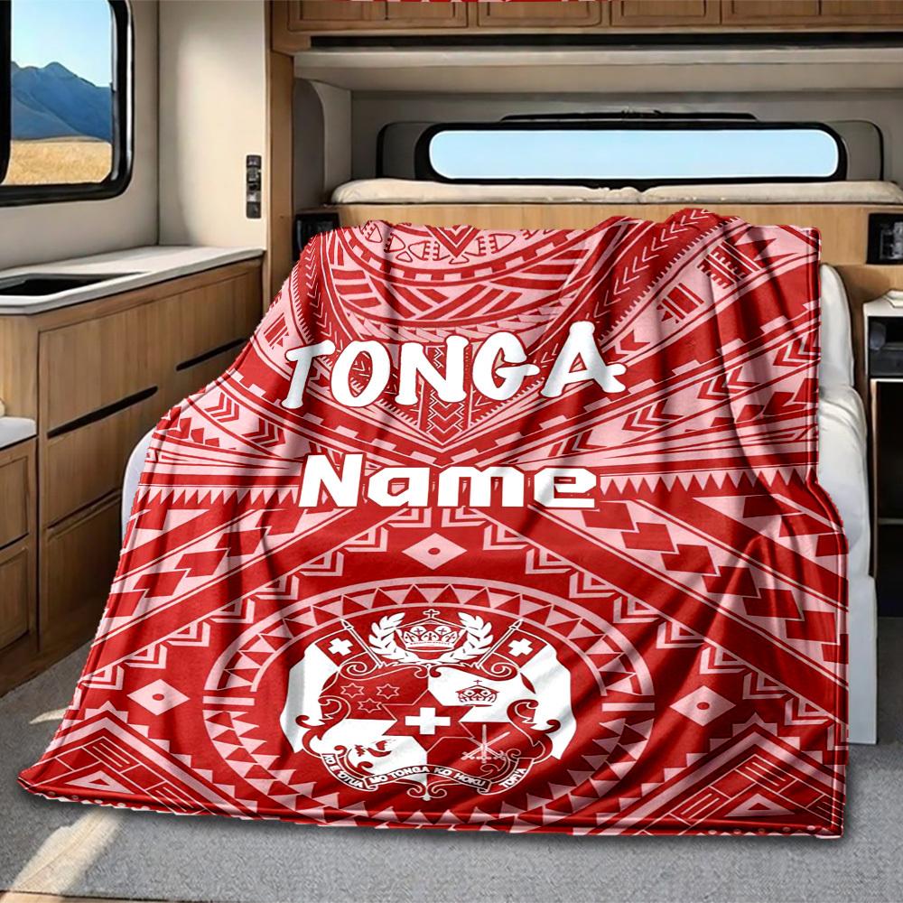 Tonga Pattern Customize Your Name Rv Blanket Comfortable Soft Lightweight All Season Multi Purpose Blanket For Travel Camping Picnics Sofas Rvs Beds