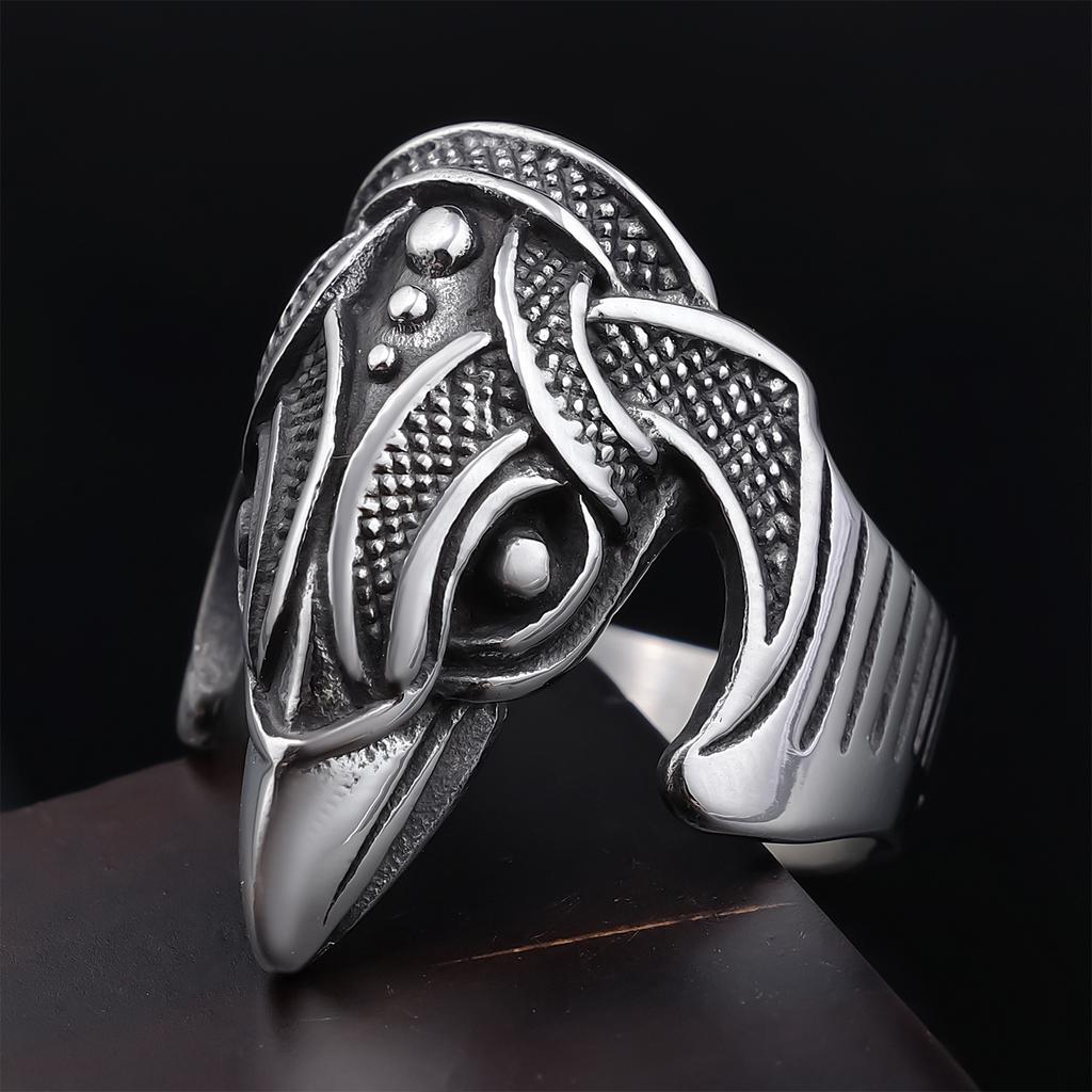 S925 Silver Ring Retro Personality Viking Series Crow Ring Eagle Men's Ring