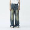 Men's Clothing New Product, Retro Street Splicing, Distressed Design, Trendy Jeans