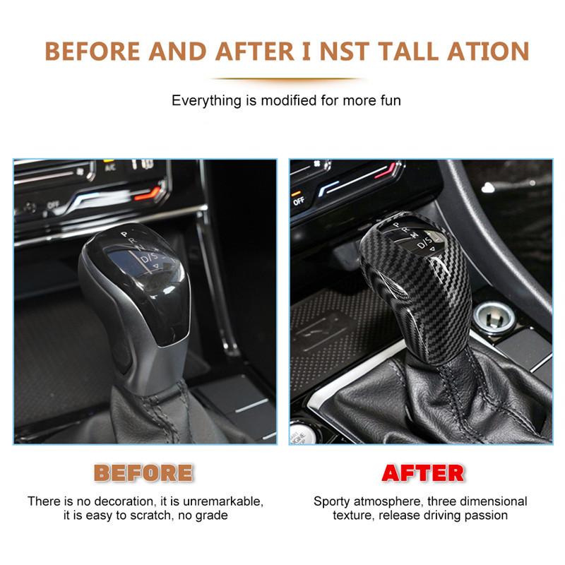 Gear Shift Knob Head Cover Case Carbon Fiber Car Accessories For Volkswagen Sagitar Tacqua Tayron Polo Plus Tcross 2019-2022