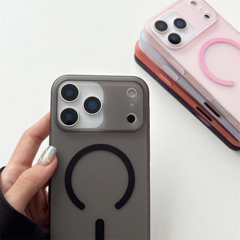 Подходит для iPhone17PROMAX Чехол с магнитом и сенсором 'Ледяной туман', Apple 16 Простой Ультратонкий Жесткий Защитный Чехол 15